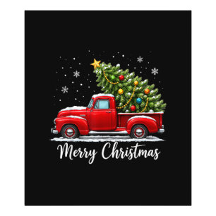 Weihnachten Frohe Weihnachten Roter LKW Baum Männe Fotodruck