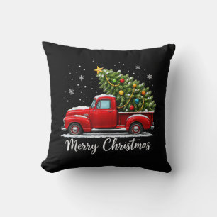 Weihnachten Frohe Weihnachten Roter LKW Baum Männe Kissen