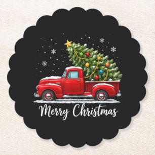 Weihnachten Frohe Weihnachten Roter LKW Baum Männe Untersetzer