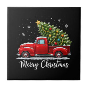 Weihnachten Frohe Weihnachten Rotes Lastwagen Baum Fliese