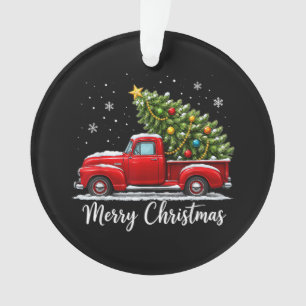 Weihnachten Frohe Weihnachten Rotes Lastwagen Baum Ornament