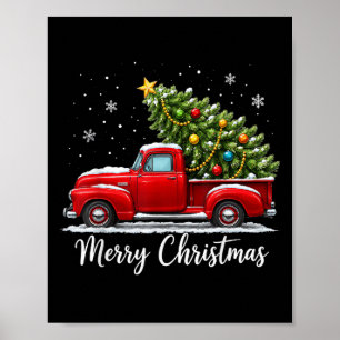 Weihnachten Frohe Weihnachten Rotes Lastwagen Baum Poster