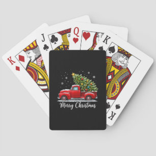 Weihnachten Frohe Weihnachten Rotes Lastwagen Baum Spielkarten
