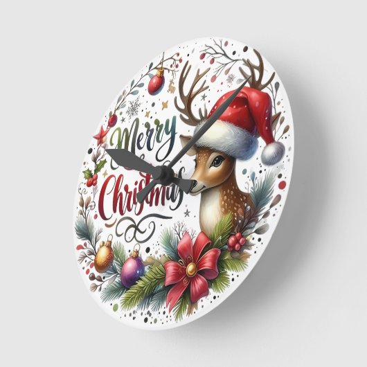 Weihnachten frohe Weihnachten Runde Wanduhr (Winkel)