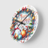 Weihnachten frohe Weihnachten Runde Wanduhr (Winkel)