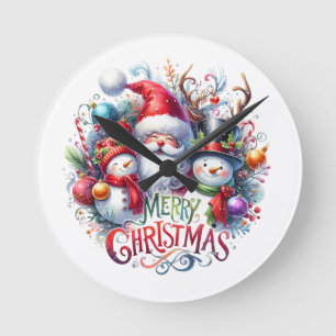 Weihnachten frohe Weihnachten Runde Wanduhr