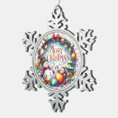 Weihnachten frohe Weihnachten Schneeflocken Zinn-Ornament (Rechts)