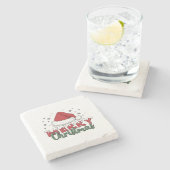 Weihnachten frohe Weihnachten Steinuntersetzer (Seitenansicht)