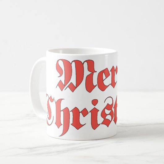 Weihnachten, frohe Weihnachten Text Design Kaffeetasse (Vorderseite Links)