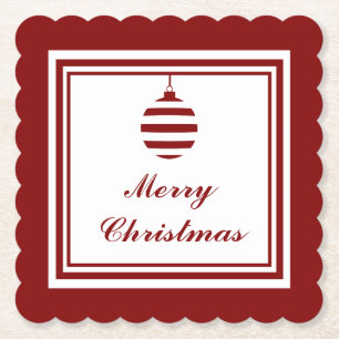WEIHNACHTEN Frohe Weihnachtsfeiertage Rot und Weiß Untersetzer
