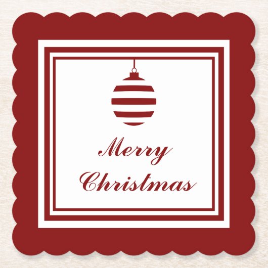 WEIHNACHTEN Frohe Weihnachtsfeiertage Rot und Weiß Untersetzer (Vorderseite)