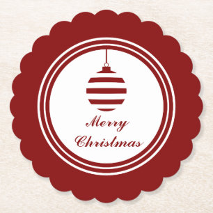 WEIHNACHTEN Frohe Weihnachtsfeiertage Rot und Weiß Untersetzer