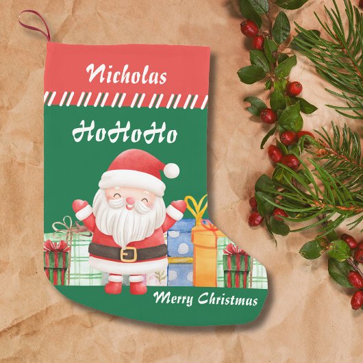 Weihnachten frohe Weihnachtsmann mit Geschenken fü Kleiner Weihnachtsstrumpf