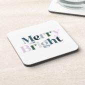 Weihnachten froher und heller Schriftart Getränkeuntersetzer (Linke Seite)
