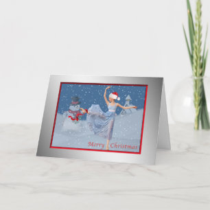 Weihnachten, fröhlich, Ballerina im Schnee, Karte