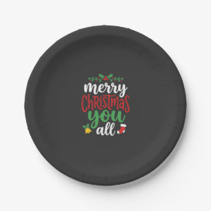 Weihnachten Fröhlich Euch Alle Feiertags-Typografi Pappteller