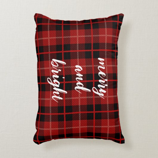 Weihnachten fröhlich und hell kariert kariert dekokissen (Vorderseite(Vertikal))