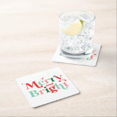 Weihnachten fröhlich und hell rosa rot rechteckiger pappuntersetzer (Vor Ort)