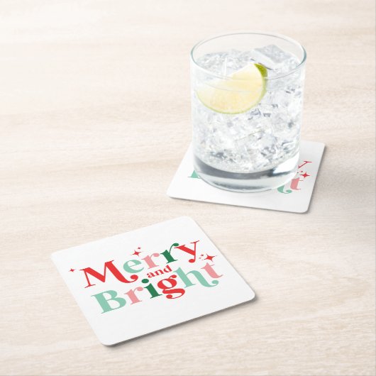 Weihnachten fröhlich und hell rosa rot rechteckiger pappuntersetzer (Vor Ort)