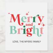 Weihnachten fröhlich und hell rosa rot weinetikett (Einzelnes Label)