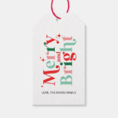 Weihnachten fröhlich und hell rosa rotes Geschenk Geschenkanhänger (Vorderseite)