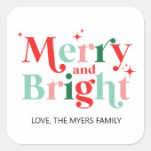 Weihnachten fröhlich und hell rosa rotes Geschenk Quadratischer Aufkleber (Vorderseite)