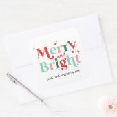 Weihnachten fröhlich und hell rosa rotes Geschenk Quadratischer Aufkleber (Umschlag)