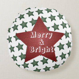 Weihnachten fröhlich und hell Star Pattern Rundes Kissen