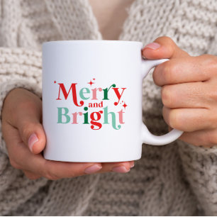 Weihnachten fröhlich und hellrosa rote moderne Sch Zweifarbige Tasse