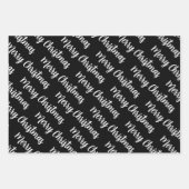 Weihnachten fröhliche schwarze Hintergrundschrift Geschenkpapier Set (Vorderseite 3)