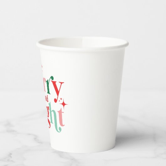 Weihnachten fröhlicher und hellrosa roter moderner pappbecher (Links)