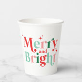 Weihnachten fröhlicher und hellrosa roter moderner pappbecher (Vorderseite)