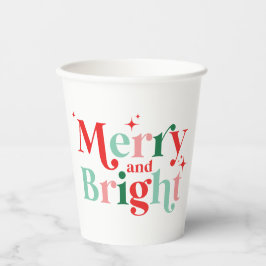 Weihnachten fröhlicher und hellrosa roter moderner pappbecher