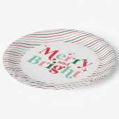 Weihnachten fröhlicher und hellrosa roter moderner pappteller (Schrägansicht)