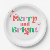 Weihnachten fröhlicher und leuchtend rot-grüner mo pappteller (Vorderseite)