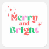 Weihnachten fröhlicher und leuchtend rot-grüner mo quadratischer aufkleber (Vorderseite)