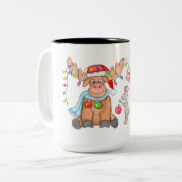 Weihnachten - Fröhlicher Weihnachts-Elch! Zweifarbige Tasse