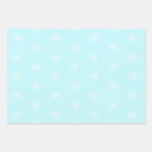 Weihnachten Frost blauer Schneeflocken Geschenkpapier Set (Vorderseite)