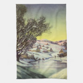 Weihnachten, Frozen See mit Eis Skater Geschirrtuch (Vertikal)