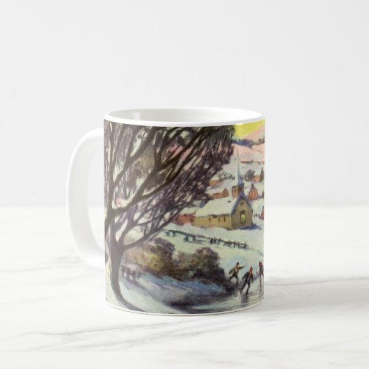 Weihnachten, Frozen See mit Eis Skater Kaffeetasse (Vorderseite Links)