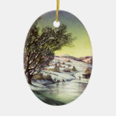 Weihnachten, Frozen See mit Eis Skater Keramik Ornament (Vorne)