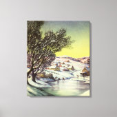 Weihnachten, Frozen See mit Eis Skater Leinwanddruck (Vorderseite)