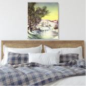 Weihnachten, Frozen See mit Eis Skater Leinwanddruck (Insitu (Schlafzimmer))