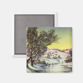 Weihnachten, Frozen See mit Eis Skater Magnet (Vorderseite/Rückseite)