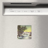 Weihnachten, Frozen See mit Eis Skater Magnet (In Situ (Geschirrspüler))