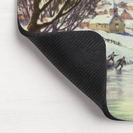 Weihnachten, Frozen See mit Eis Skater Mousepad (Ecke)