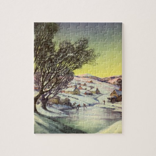 Weihnachten, Frozen See mit Eis Skater Puzzle (Vertikal)