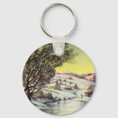 Weihnachten, Frozen See mit Eis Skater Schlüsselanhänger (Vorderseite)