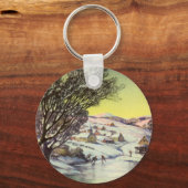 Weihnachten, Frozen See mit Eis Skater Schlüsselanhänger (Rückseite)