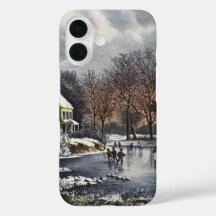 Weihnachten, Frühe Winter Skater auf einem Teich